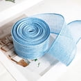 thumbnail image 1 of Ribbon for Gift Wrapping, Lace Edge Imitation Linen Ribbon, 157 Inch Long 2 Inch Wide Satin Ribbon with Wire for Bows Crafts Decorations, Light Blue, 1 of 6