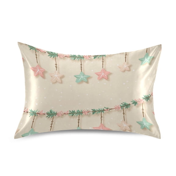 Ribbon with Stars Festival Theme Satin Pillowcase Envelope Design Pillow Covers 1 Pack Standard Size 20" x 26"