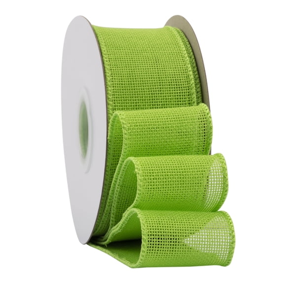 Ribbonitlux Apple Green Burlap Wired Ribbon, 2 inch x 20 Yards, Wired Edge Burlap Ribbon for Gift Wrapping, Big Bow, Wreath, and Christmas Tree Decoration