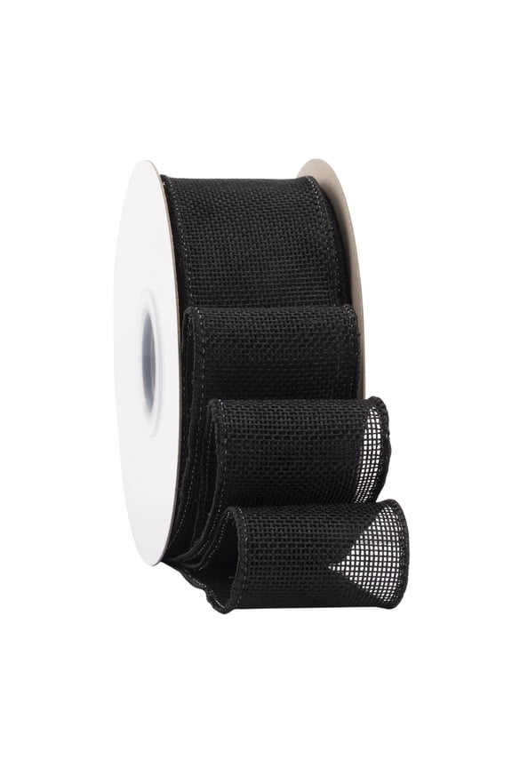 Black Burlap Wired Ribbon, 2 inch x 20 Yards, Wired Edge Burlap Ribbon for Gift Wrapping, Big Bow, Wreath, and Christmas Tree Decoration