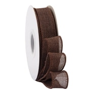 Ribbonitlux Brown Burlap Wired Ribbon, 1 inch x 20 Yards, Wired Edge Burlap Ribbon for Gift Wrapping, Big Bow, Wreath, and Christmas Tree Decoration