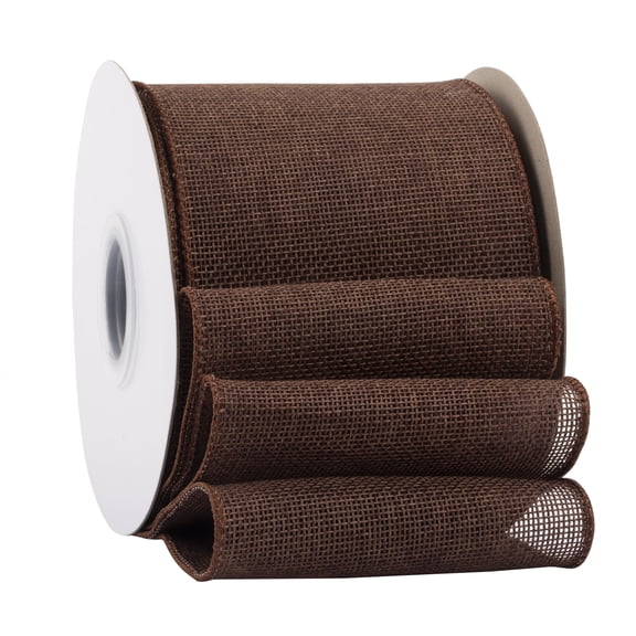 Ribbonitlux Brown Burlap Wired Ribbon, 4 inch x 20 Yards, Wired Edge Burlap Ribbon for Gift Wrapping, Big Bow, Wreath, and Christmas Tree Decoration