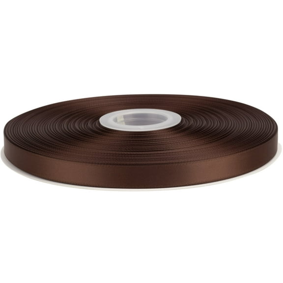Ribbonitlux Brown Satin Ribbon 1/2 inch Double Sided Quality Satin for Weddings, Invitations, Sashes, Crafts, Apparel, Headbands - 100 Yds/roll