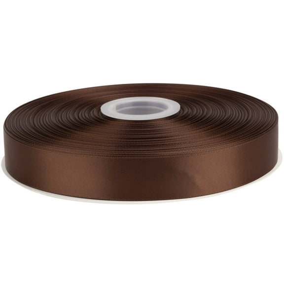 Ribbonitlux Brown Satin Ribbon 1 inch Double Sided Quality Satin for Weddings, Invitations, Sashes, Crafts, Apparel, Headbands - 100 Yds/roll