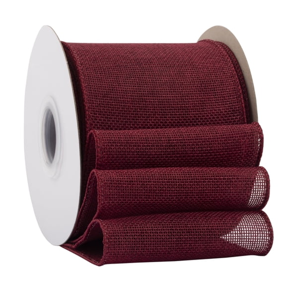 Ribbonitlux Burgundy Burlap Wired Ribbon, 4 inch x 20 Yards, Wired Edge Burlap Ribbon for Gift Wrapping, Big Bow, Wreath, and Christmas Tree Decoration