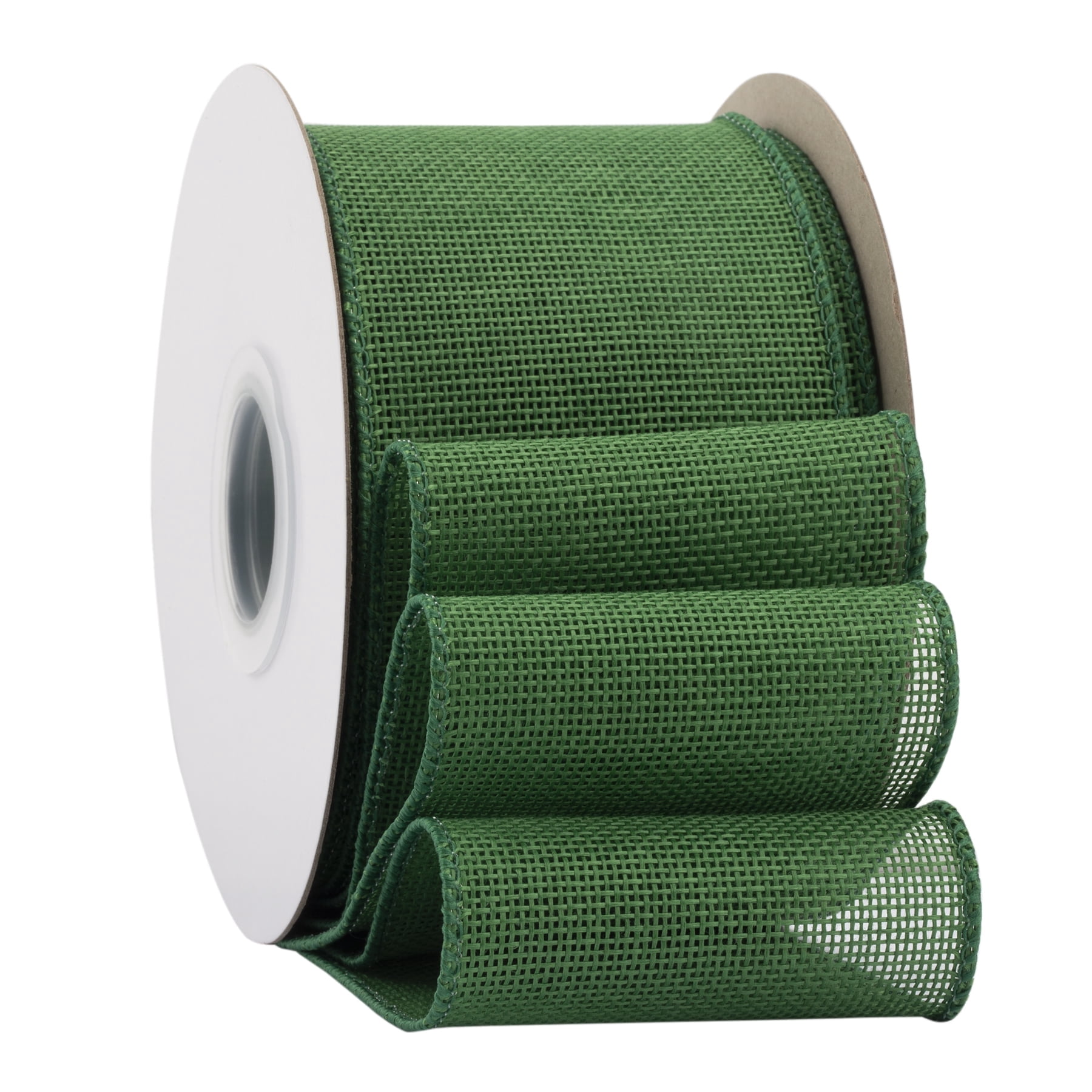 Ribbonitlux Forest Green Burlap Wired Ribbon, 3 inch x 20 Yards, Wired Edge Burlap Ribbon for Gift Wrapping, Big Bow, Wreath, and Christmas Tree Decoration
