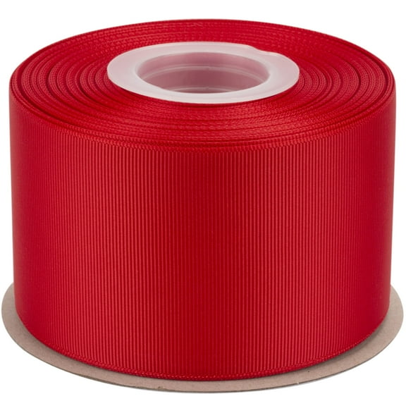Ribbonitlux Grosgrain Ribbon 2-1/2 Inch x 25 Yards – Premium Polyester Craft Ribbon for Hair Bows, Gift Wrapping, Weddings & DIY – Solid Red(#250) – 1 Roll