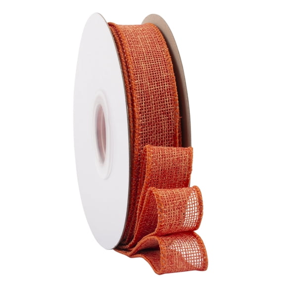 Ribbonitlux Honey Peach Burlap Wired Ribbon, 1 inch x 20 Yards, Wired Edge Burlap Ribbon for Gift Wrapping, Big Bow, Wreath, and Christmas Tree Decoration