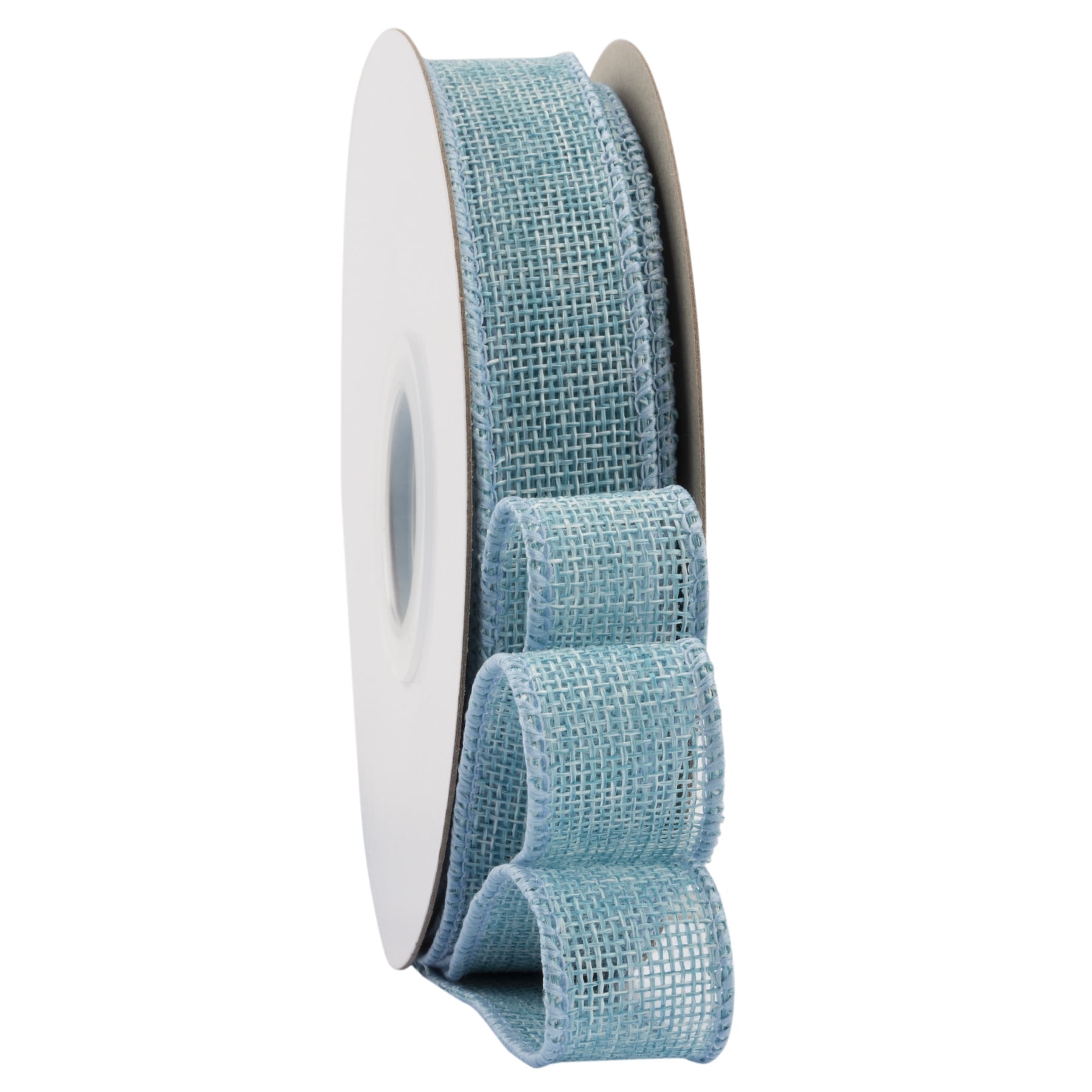 Ribbonitlux Island Blue Burlap Wired Ribbon, 1 inch x 20 Yards, Wired ...