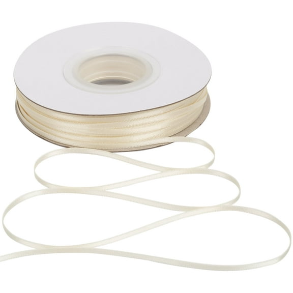 Ribbonitlux Ivory Satin Ribbon 1/8 inch Double Sided Quality Satin for Weddings, Invitations, Sashes, Crafts, Apparel, Headbands - 100 Yds/roll