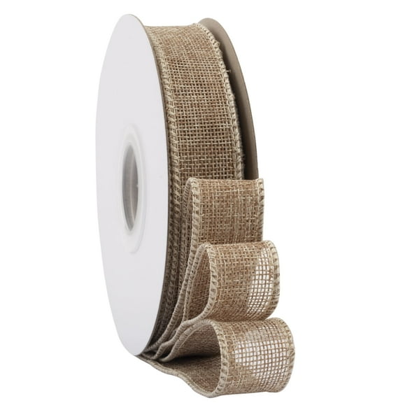 Ribbonitlux Natural Burlap Wired Ribbon, 1 inch x 20 Yards, Wired Edge Burlap Ribbon for Gift Wrapping, Big Bow, Wreath, and Christmas Tree Decoration