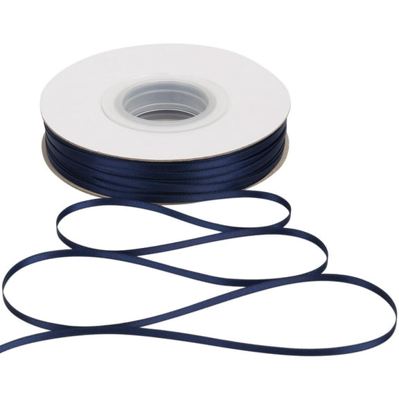 Ribbonitlux Navy Satin Ribbon 1/8 inch Double Sided Quality Satin for Weddings, Invitations, Sashes, Crafts, Apparel, Headbands - 100 Yds/roll