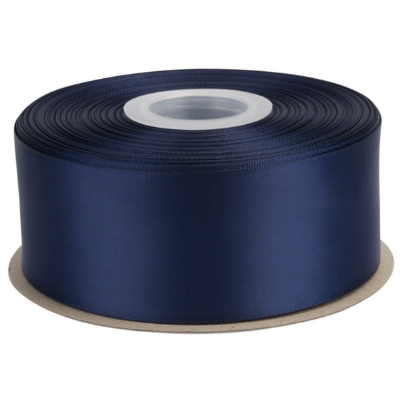 Ribbonitlux Navy Satin Ribbon 2 inch Double Sided Quality Satin for Weddings, Invitations, Sashes, Crafts, Apparel, Headbands - 50 Yds/roll