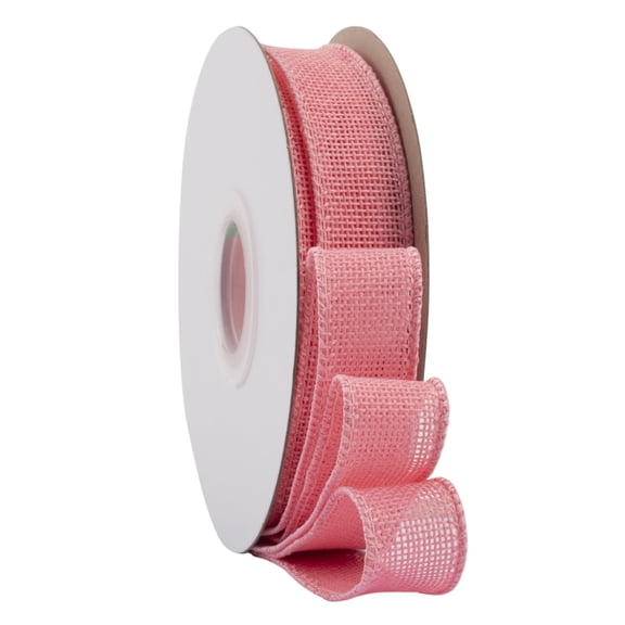 Ribbonitlux Pink Burlap Wired Ribbon, 1 inch x 20 Yards, Wired Edge Burlap Ribbon for Gift Wrapping, Big Bow, Wreath, and Christmas Tree Decoration