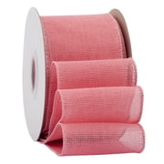 Ribbonitlux Pink Burlap Wired Ribbon, 3 inch x 20 Yards, Wired Edge Burlap Ribbon for Gift Wrapping, Big Bow, Wreath, and Christmas Tree Decoration
