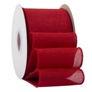 Ribbonitlux Red Burlap Wired Ribbon, 2 inch x 20 Yards, Wired Edge Burlap Ribbon for Gift Wrapping, Big Bow, Wreath, and Christmas Tree Decoration