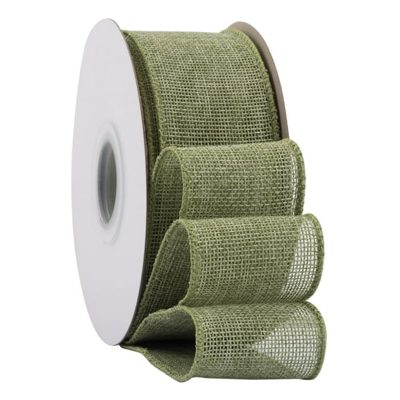 Ribbonitlux Spring Moss Burlap Wired Ribbon, 2 inch x 20 Yards, Wired Edge Burlap Ribbon for Gift Wrapping, Big Bow, Wreath, and Christmas Tree Decoration