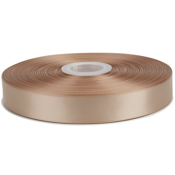 Ribbonitlux Tan Satin Ribbon 1 inch Double Sided Quality Satin for Weddings, Invitations, Sashes, Crafts, Apparel, Headbands - 100 Yds/roll