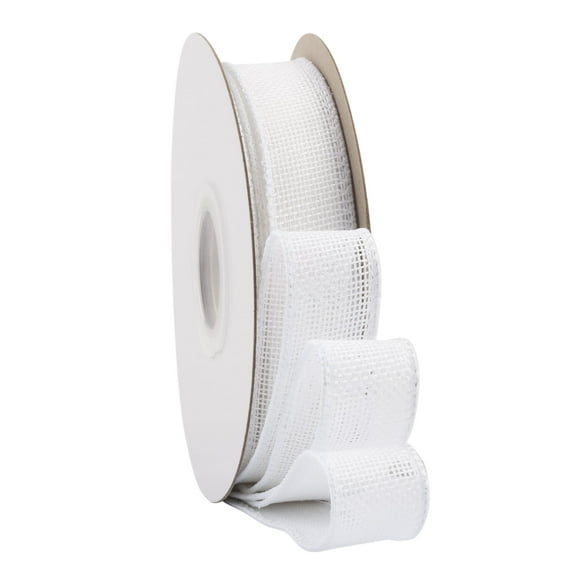 Ribbonitlux White Burlap Wired Ribbon, 1 inch x 20 Yards, Wired Edge Burlap Ribbon for Gift Wrapping, Big Bow, Wreath, and Christmas Tree Decoration