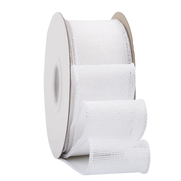 Ribbonitlux White Burlap Wired Ribbon, 2 inch x 20 Yards, Wired Edge Burlap Ribbon for Gift Wrapping, Big Bow, Wreath, and Christmas Tree Decoration