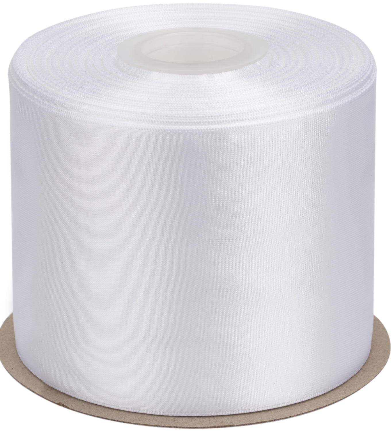 Ribbonitlux White Satin Ribbon 4 inch Double Sided Quality Satin for Weddings, Invitations, Sashes, Crafts, Apparel, Headbands - 50 Yds/roll