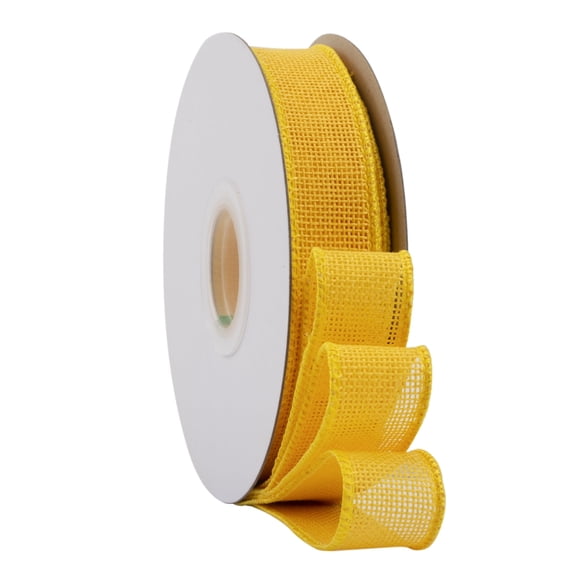 Ribbonitlux Yellow Burlap Wired Ribbon, 1 inch x 20 Yards, Wired Edge Burlap Ribbon for Gift Wrapping, Big Bow, Wreath, and Christmas Tree Decoration
