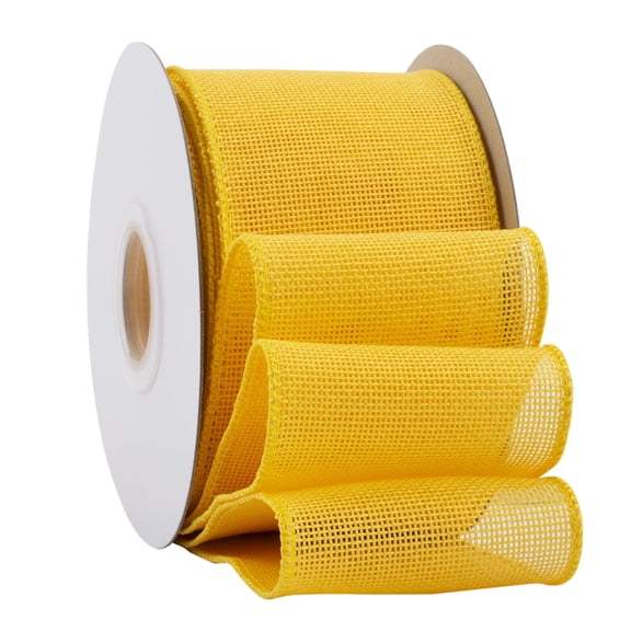 Ribbonitlux Yellow Burlap Wired Ribbon, 3 inch x 20 Yards, Wired Edge Burlap Ribbon for Gift Wrapping, Big Bow, Wreath, and Christmas Tree Decoration