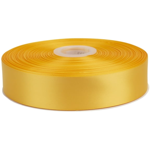 Ribbonitlux Yellow Gold Satin Ribbon 1.5 inch Double Sided Quality Satin for Weddings, Invitations, Sashes, Crafts, Apparel, Headbands - 100 Yds/roll