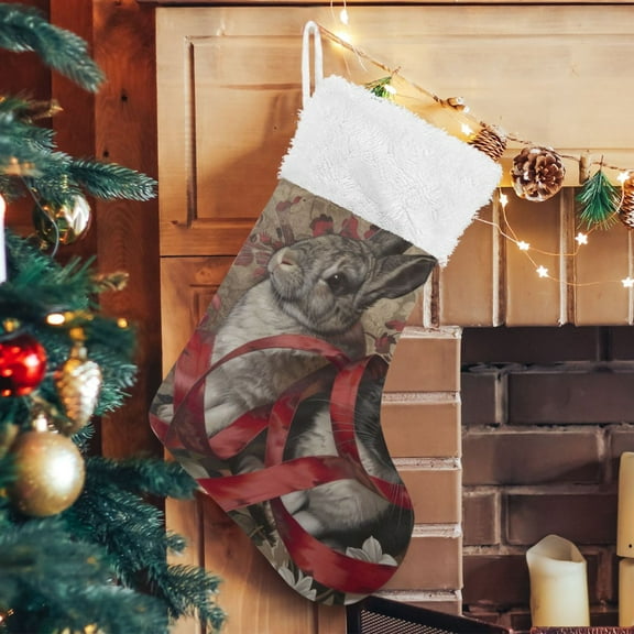 Ribbons Rabbits Large Size Christmas Stockings Xmas Stocking Holiday Party Decorations