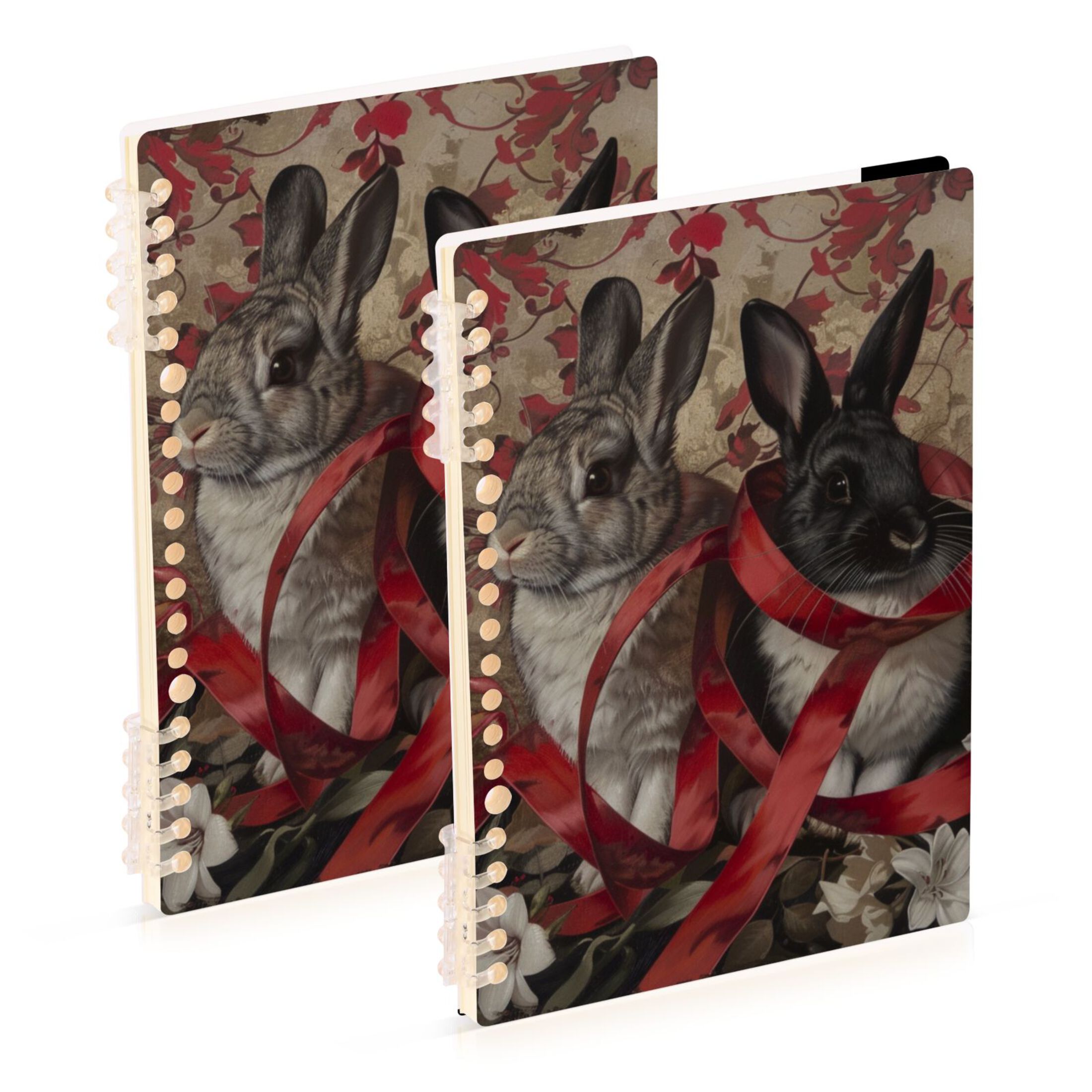 Notebook Ribbons Outside Ribbons Rabbits Ring Binder Notebook Journey Note Diary College Ruled ...