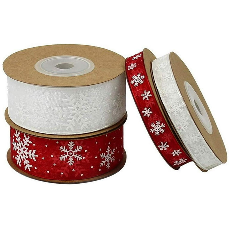 Ribbons Snowflake Glitter Chiffon Ribbon for Christmas Shimmer Band Metallic Ribbons Craft Tulle Ribbon for Gift Package Wrapping, Hair, Wedding Skirt