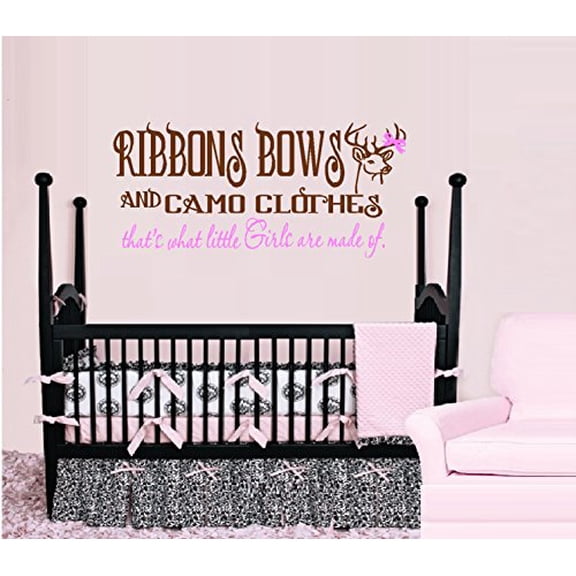 Ribbons and Bows and Cameo Clothes #22 ~ Wall Decal ,Children, Brown and Pink EX LRG 28" x 60"