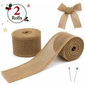 Ribbons for Craft Gift Wrapping Burlap Wired Ribbon Christmas Garland with for DIY Craft Thin Tree Ribbon 2 Rolls