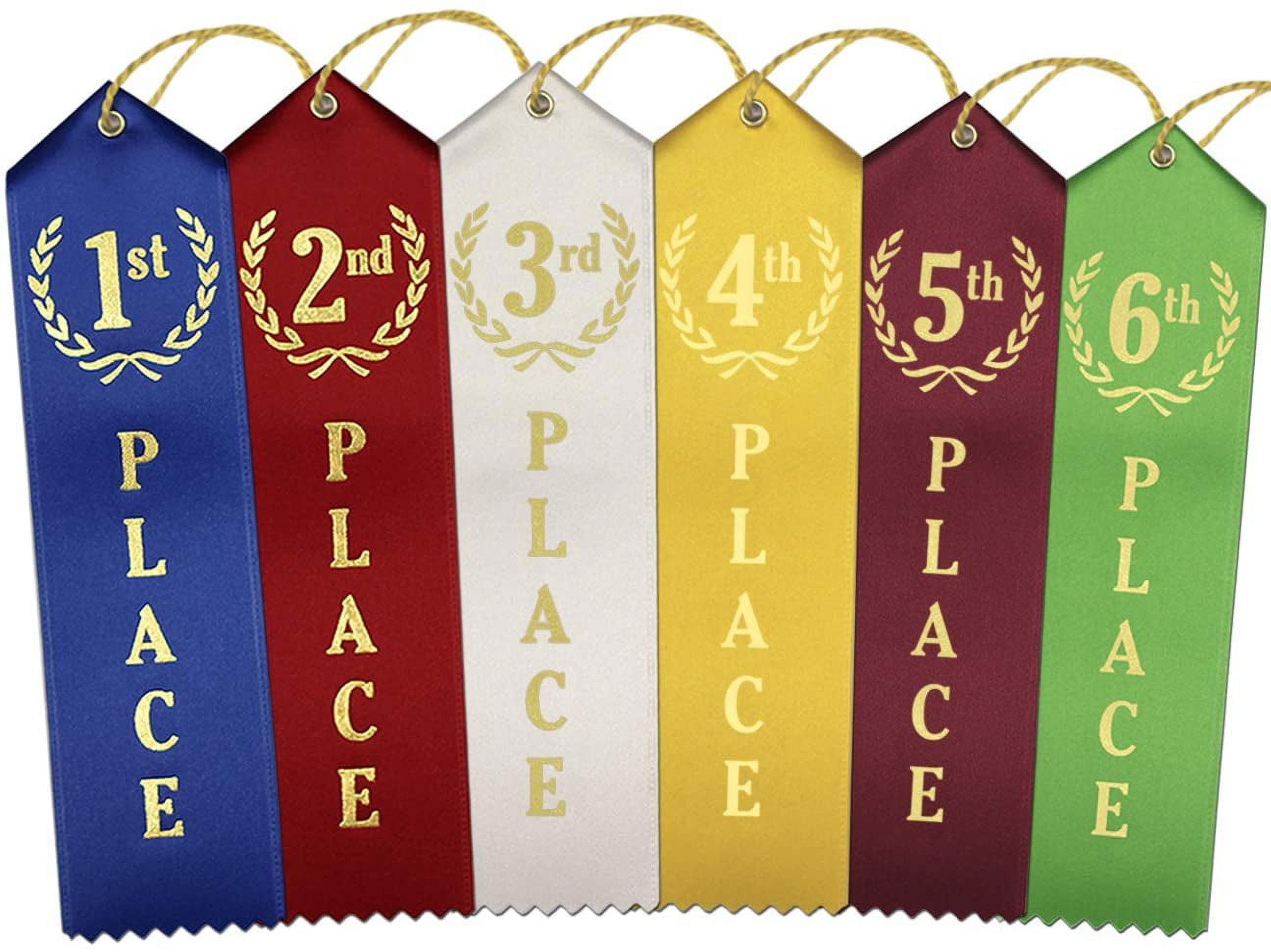 RibbonsNow 1st - 6th Place Award Ribbons - 72 Total Ribbons - 12 Each Place with Card & String