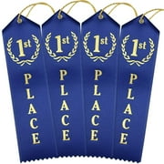 RibbonsNow 1st Place Award Ribbons - 100 Blue Ribbons with Card & String