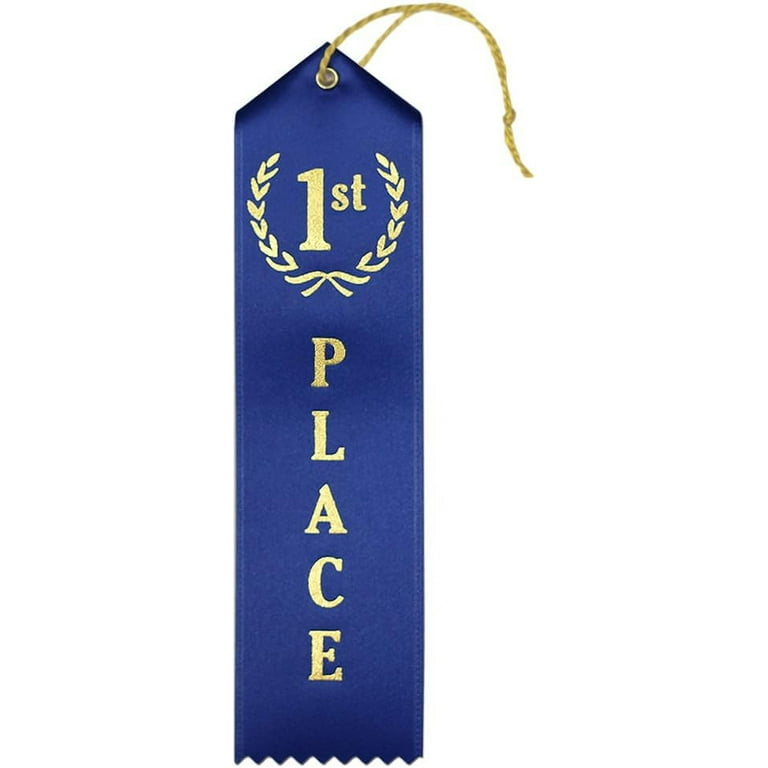 RibbonsNow 1st Place Award Ribbons - 100 Blue Ribbons with Card & String