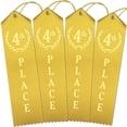 thumbnail image 1 of RibbonsNow 4th Place Award Ribbons - 100 Yellow Ribbons with Card & String, 1 of 2
