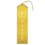 RibbonsNow 4th Place Award Ribbons - 25 Yellow Ribbons with Card & String