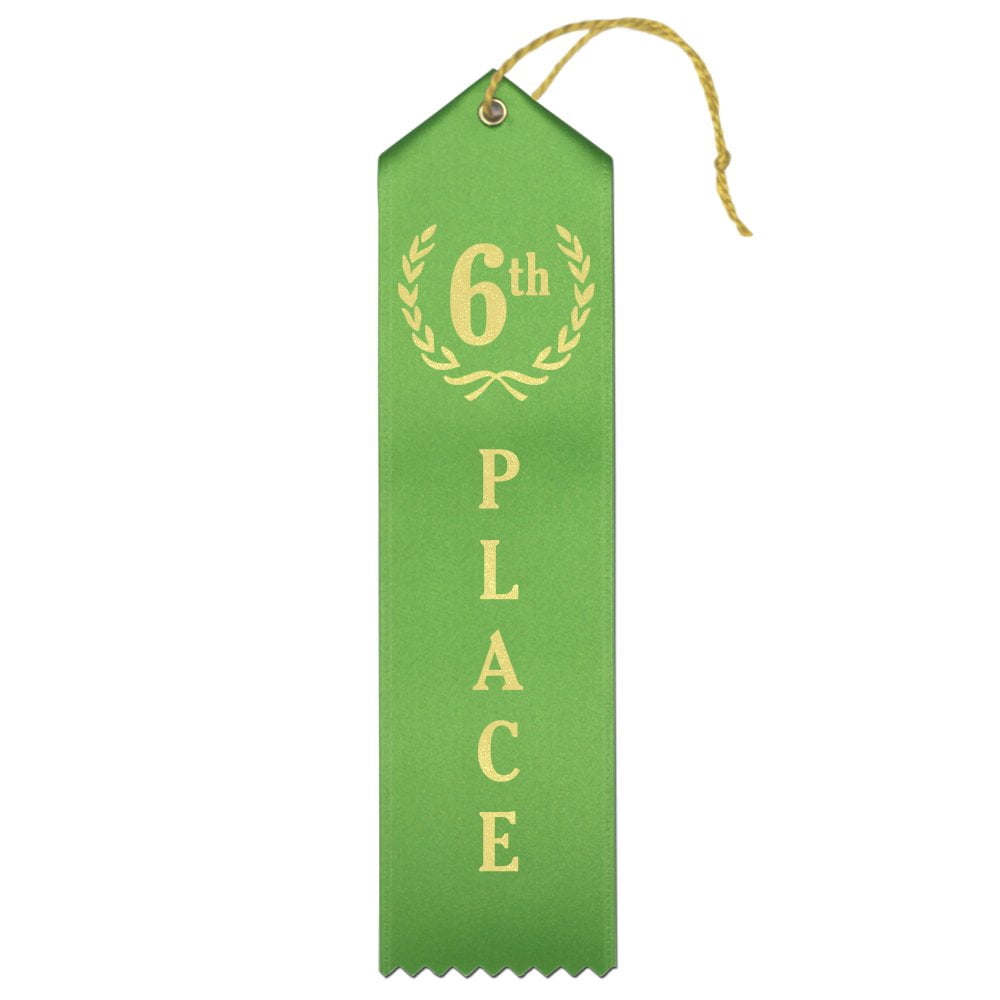 RibbonsNow 6th Place Award Ribbons - 25 Green Ribbons with Card ...
