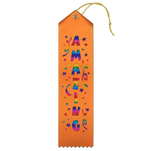 RibbonsNow Amazing Award Ribbons - 25 Orange Ribbons with Card & String
