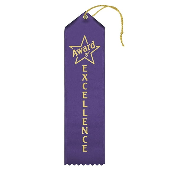 RibbonsNow Award of Excellence Ribbons - 25 Royal Purple Ribbons with Card & String