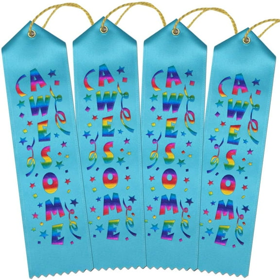 RibbonsNow Awesome Award Ribbons - 100 Turquoise Ribbons with Card & String