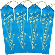 RibbonsNow Excellent Attendance Ribbons - 100 Island Blue Ribbons with Card & String