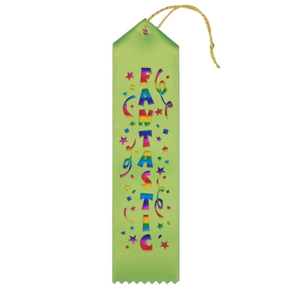 RibbonsNow Fantastic Award Ribbons - 25 Light Green Ribbons with Card & String