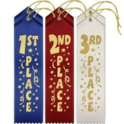 RibbonsNow Fun 1st, 2nd, 3rd Place Award Ribbons - 150 Total Ribbons - 50 Each Place with Card & String