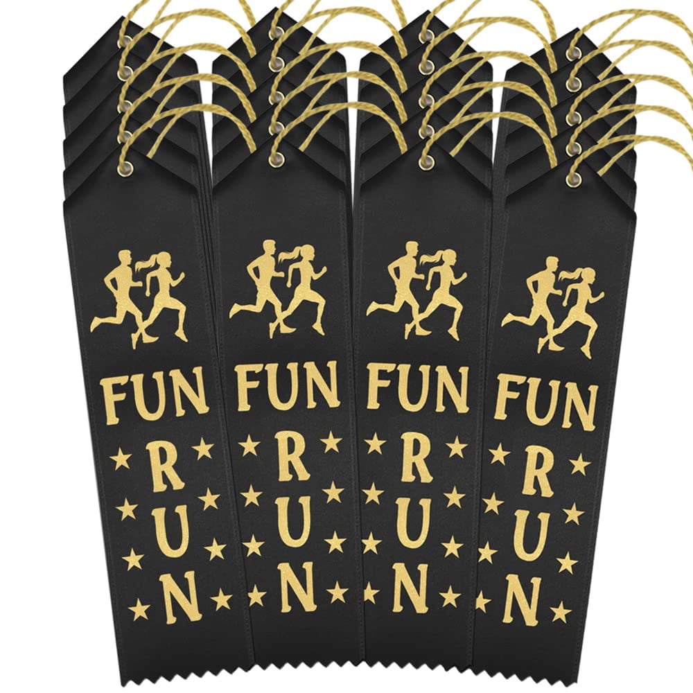 RibbonsNow Fun Run Ribbons - 500 Ribbons with Card & String (Black with ...