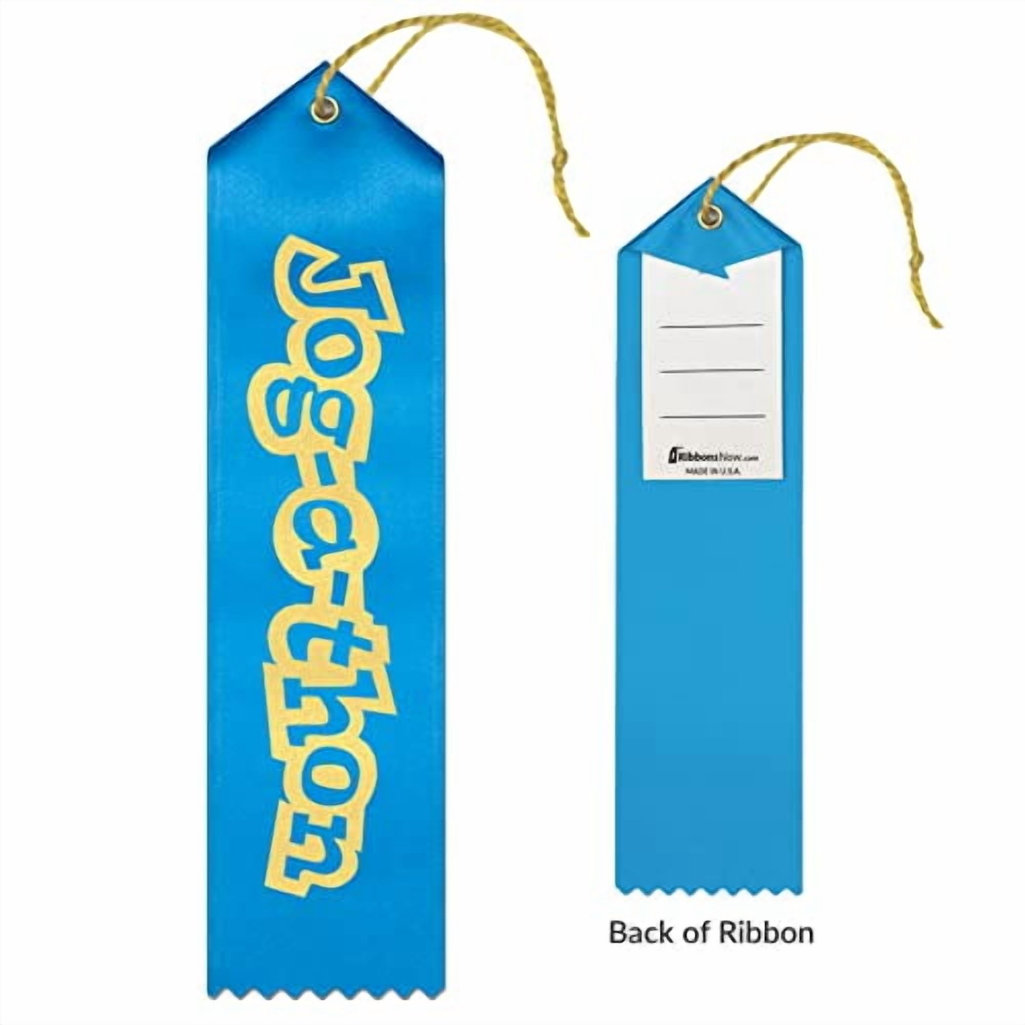 RibbonsNow Jog-A-Thon Ribbons - 25 Bright Blue Ribbons with Card ...