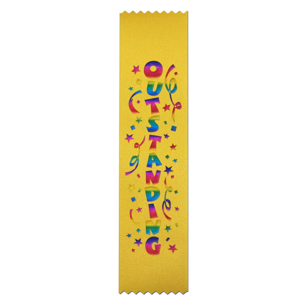 RibbonsNow Outstanding Award Ribbons - 50 Flat Bookmark Style Ribbons ...