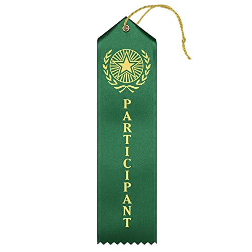 RibbonsNow Participant Award Ribbons - 25 Green Ribbons with Card ...