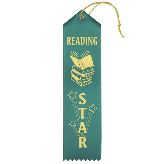 RibbonsNow Reading Star Ribbons - 25 Teal Ribbons with Card & String
